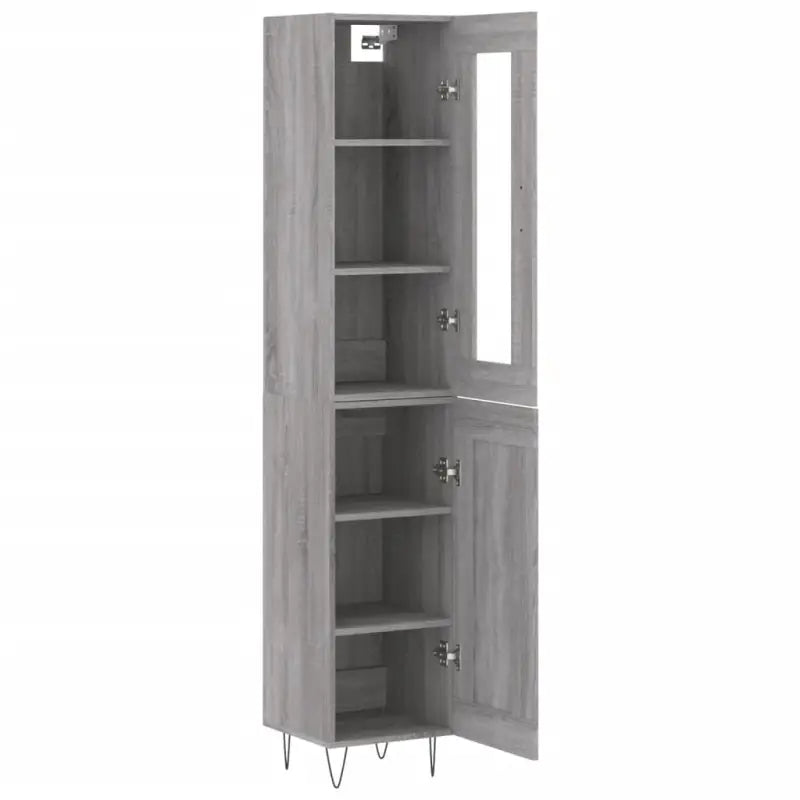 Grijze Sonoma hoge kast van bewerkt hout met duurzame charme - Dressoirs & buffetkasten