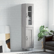 Grijze Sonoma hoge kast van bewerkt hout met duurzame charme - Dressoirs & buffetkasten