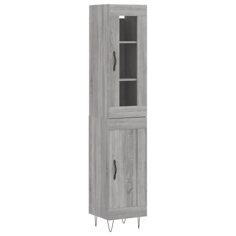 Grijze Sonoma hoge kast van bewerkt hout met duurzame charme - Dressoirs & buffetkasten