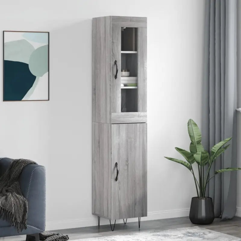 Grijze Sonoma hoge kast van bewerkt hout met duurzame charme - Grijs sonoma / 1 / 1 deur - Dressoirs & buffetkasten