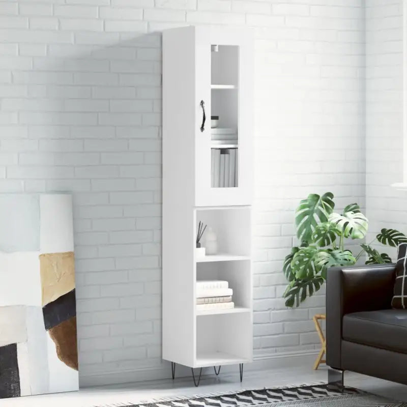 Grijze Sonoma hoge kast van bewerkt hout met duurzame charme - Wit / 1 / 3 schappen - Dressoirs & buffetkasten