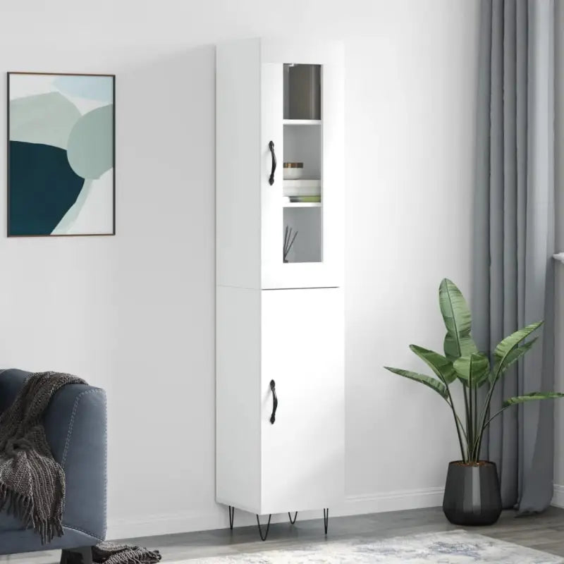 Grijze Sonoma hoge kast van bewerkt hout met duurzame charme - Wit / 1 / 1 deur - Dressoirs & buffetkasten