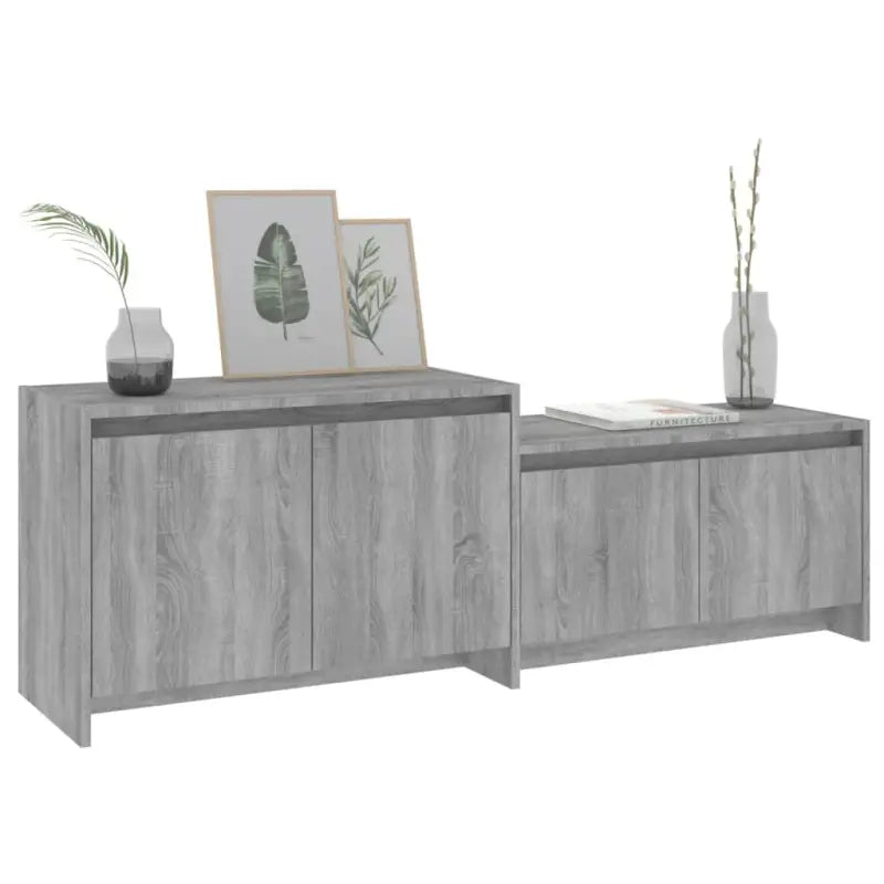 Grijze Sonoma lage kast van bewerkt hout voor je woonkamer - Tv-meubels