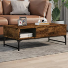 Grijze Sonoma salontafel met bewerkt hout en verstelbare poten - Gerookt eiken / 1 - Salontafels