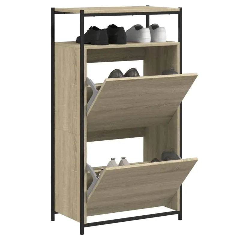 Grijze Sonoma schoenenrek in bewerkt hout voor smalle ruimtes - Sonoma eiken / 1 / 60 cm - Schoenenrekken
