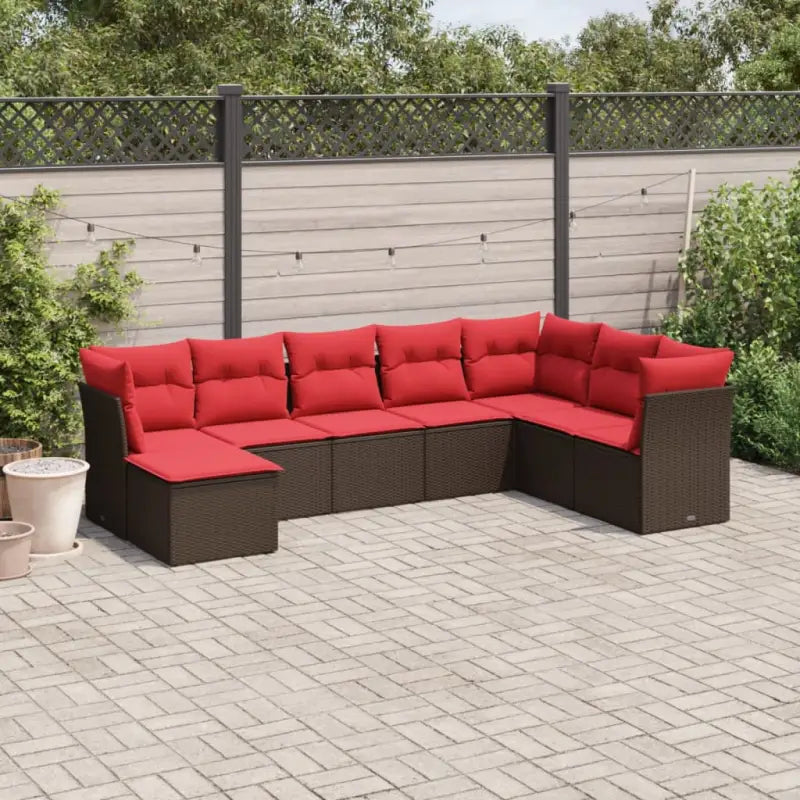 Grijze tuin loungeset met gepoedercoat staal en waterdichte tas - Bruin en rood / Zonder tafel - Tuinsets