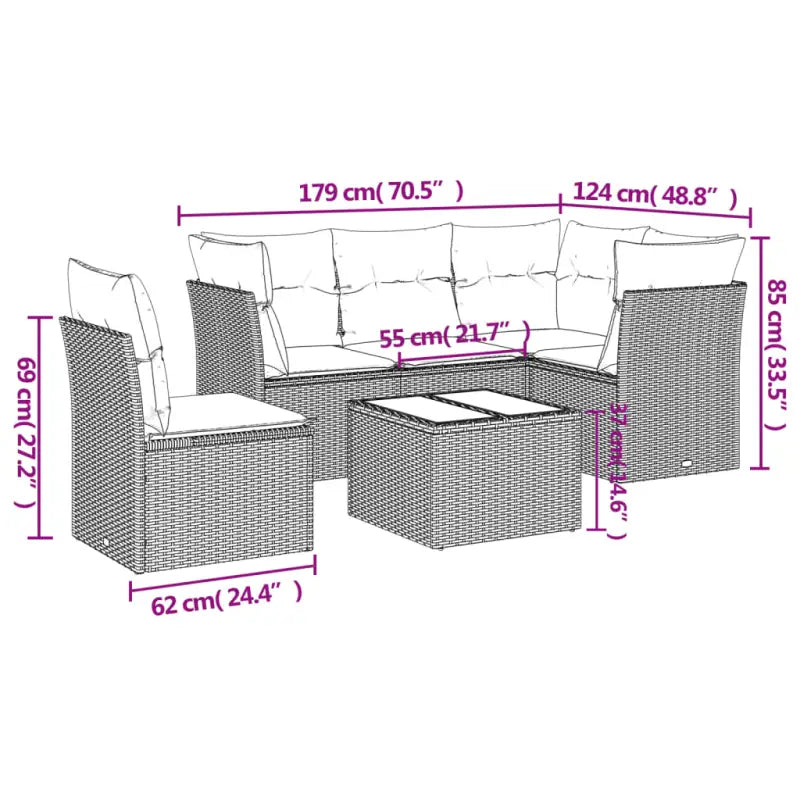 Grijze tuin loungeset met waterdichte tas en gepoedercoat staal - Tuinsets