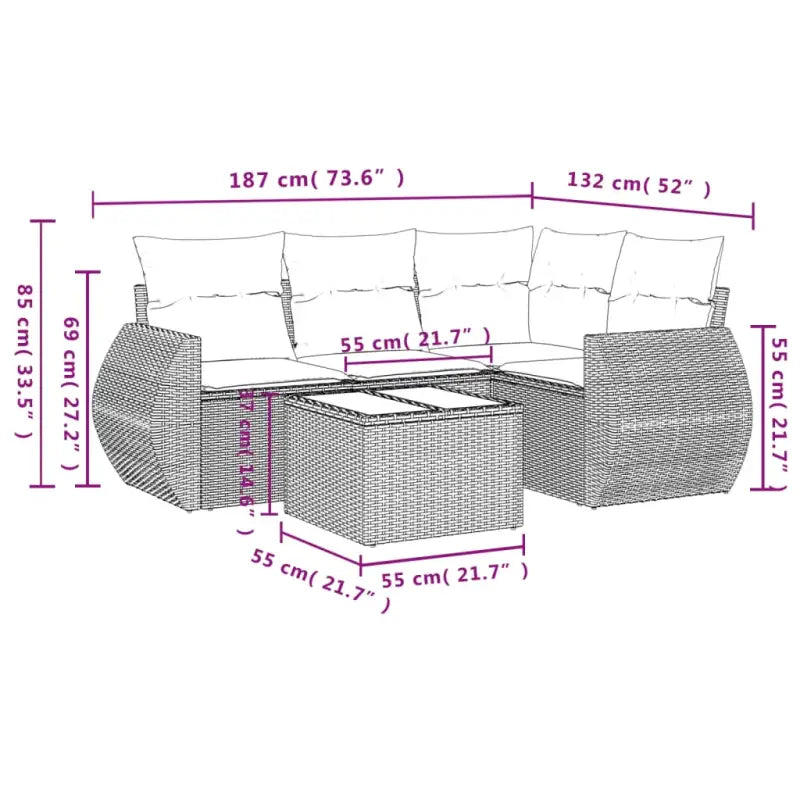 Grijze tuin loungeset met waterdichte tas en gepoedercoat staal - Tuinsets