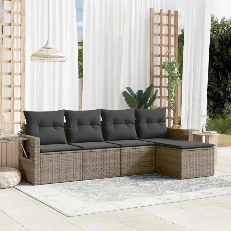 Grijze tuin loungeset met waterdichte tas en gepoedercoat staal - Grijs / Zonder tafel - Tuinsets