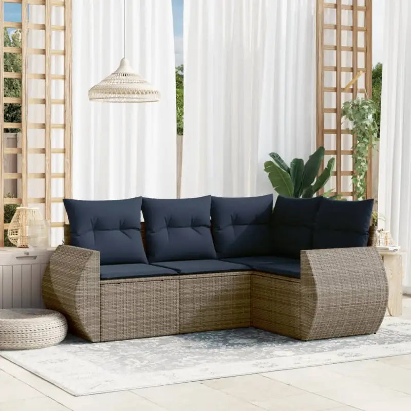 Grijze tuin loungeset met waterdichte tas en gepoedercoat staal - Grijs / Zonder tafel - Tuinsets