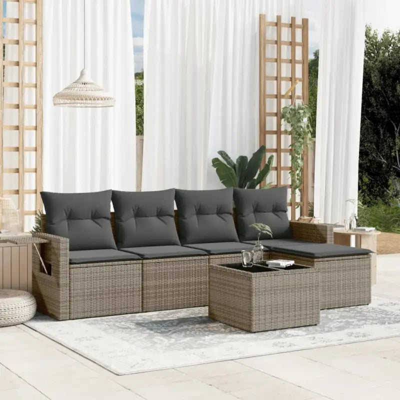 Grijze tuin loungeset met waterdichte tas en gepoedercoat staal - Grijs / Met tafel - Tuinsets