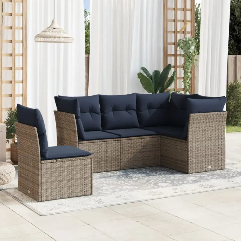 Grijze tuin loungeset met waterdichte tas en gepoedercoat staal - Grijs / Zonder tafel - Tuinsets
