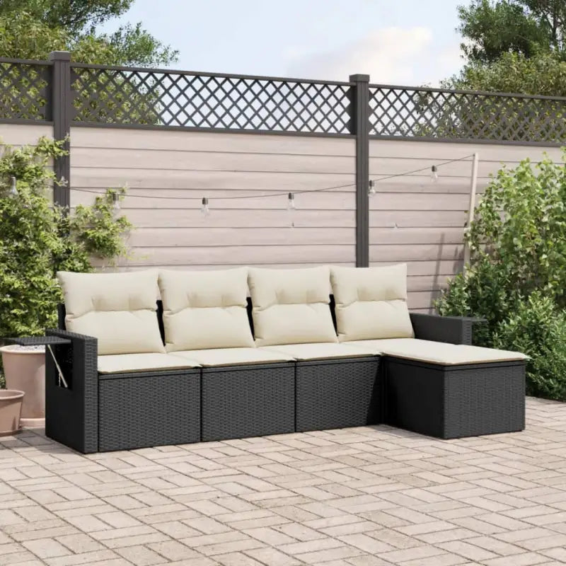 Grijze tuin loungeset met waterdichte tas en gepoedercoat staal - Zwart en crème / Zonder tafel - Tuinsets