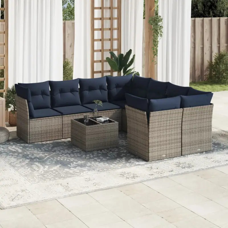 Grijze tuinbank van gepoedercoat staal voor terras en tuin plezier - Grijs / 4x midden + Tafel + 4x hoek - Tuinsets