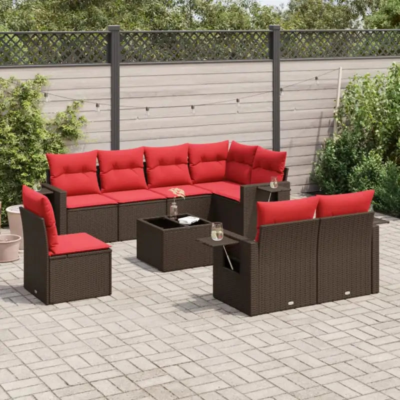 Grijze tuinset met waterdichte tas en gepoedercoat staal afmetingen - Bruin en rood / Met tafel - Tuinsets