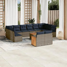 Grijze tuinset met waterdichte zak en gepoedercoat staal voor buiten - Grijs en blauw / Met tafel - Tuinsets