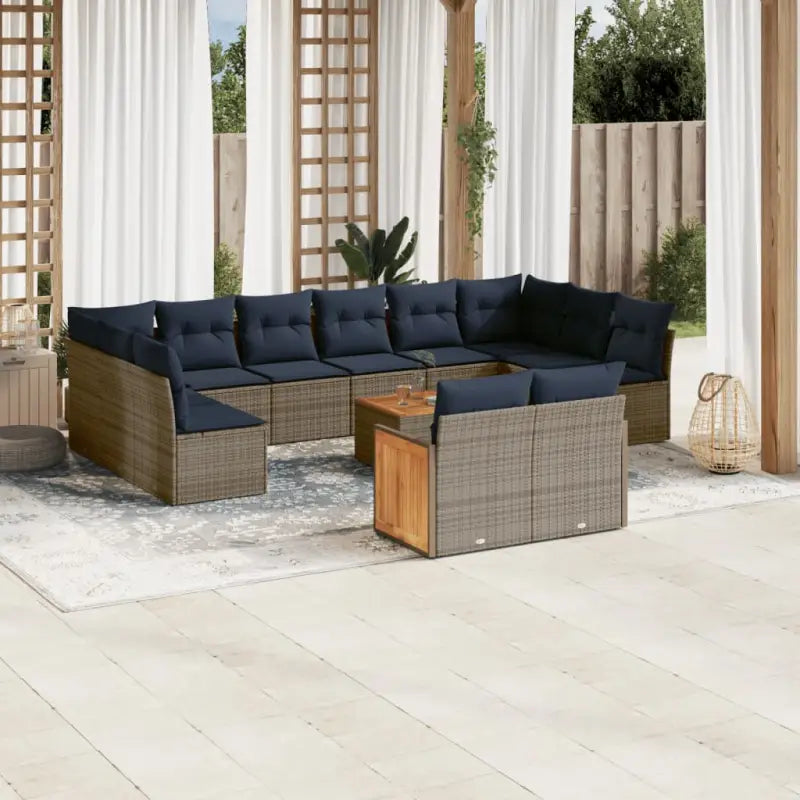Grijze tuinset met waterdichte zak en gepoedercoat staal voor buiten - Grijs en blauw / Met tafel - Tuinsets