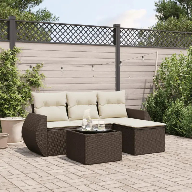 Grijze tuinset van gepoedercoat staal met waterdichte tas en comfortabele afmetingen - Bruin en crème / Met tafel