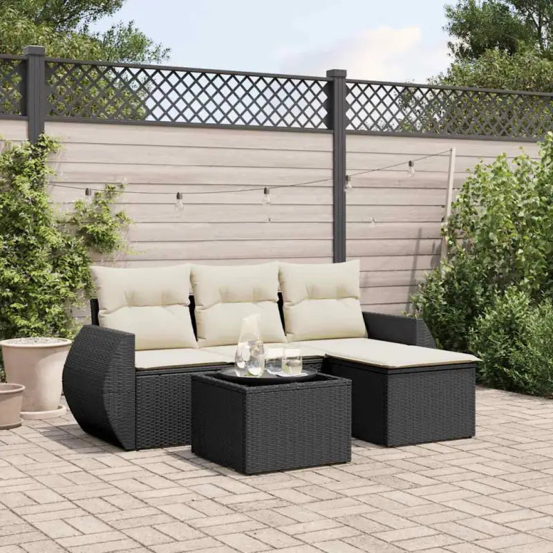 Grijze tuinset van gepoedercoat staal met waterdichte tas en comfortabele afmetingen - Zwart en crème / Met tafel