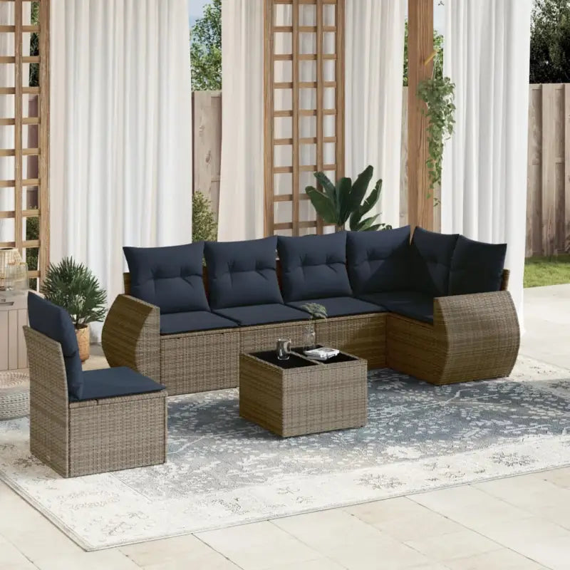 Grijze tuinset van gepoedercoat staal met waterdichte tas en comfortabele zitruimte - grijs en marineblauw / Met tafel