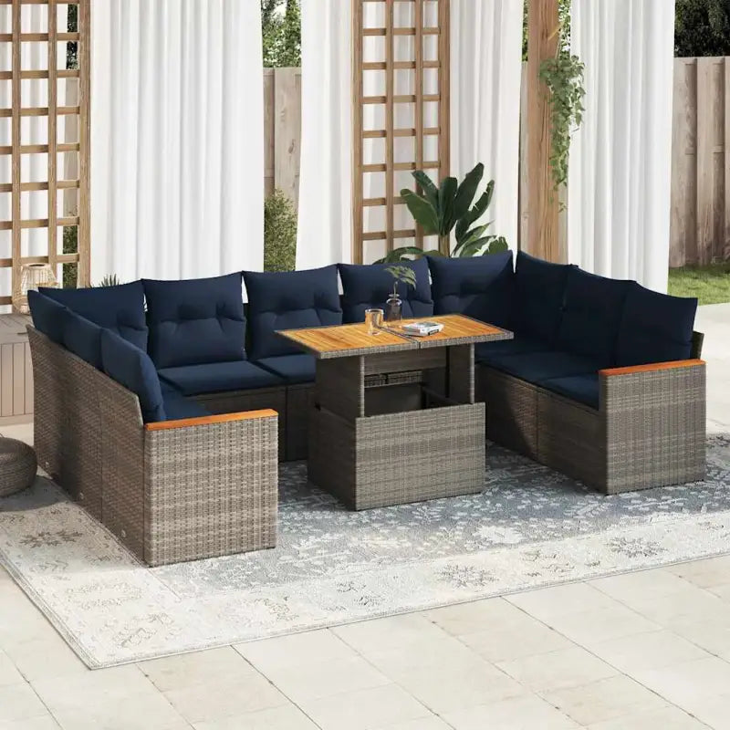 Grijze tuinset van gepoedercoat staal voor comfortabele zithoeken - Grijs / met opbergruimte - Tuinsets