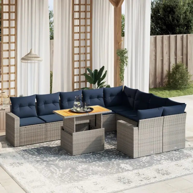 Grijze tuinstoelenset met gepoedercoat staal voor comfortabel buitenplezier - grijs en marineblauw / 5x midden + 2x