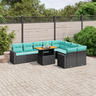 Grijze tuinstoelenset met gepoedercoat staal voor comfortabel buitenplezier - Zwart en blauw / 5x midden + 2x hoek + 2x