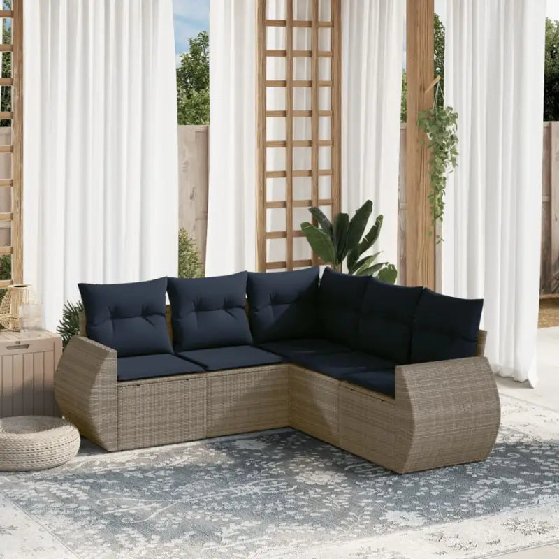 Grijze tuinstoelset met waterdichte tas en gepoedercoat staal - grijs en marineblauw / Zonder tafel - Tuinsets