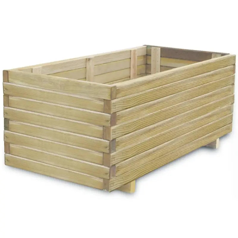 Groen geïmpregneerde houten verhoogde plantenbak voor balkon en terras - Beige / 100 x 50 x 40 cm / 1 - Bloempotten &