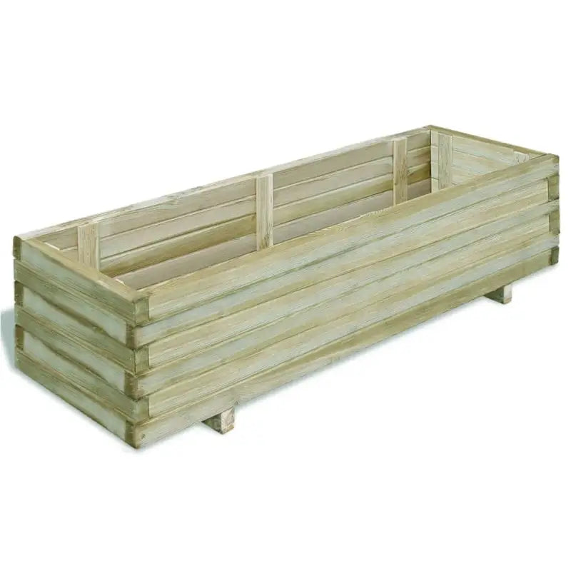 Groen geïmpregneerde houten verhoogde plantenbak voor balkon en terras - Groen / 120 x 40 x 30 cm / 1 - Bloempotten &