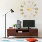 Grote 3D wandklok met gooi accu’s voor je interieur - Goud - Wandklokken