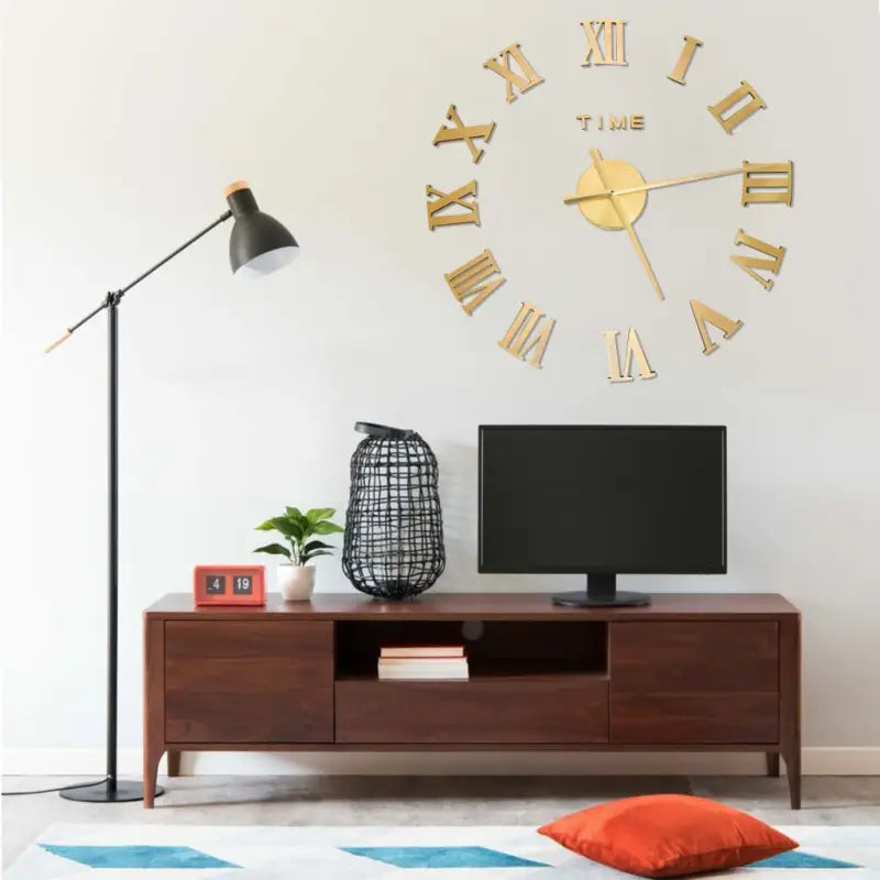 Grote 3D wandklok met gooi accu’s voor je interieur - Goud - Wandklokken