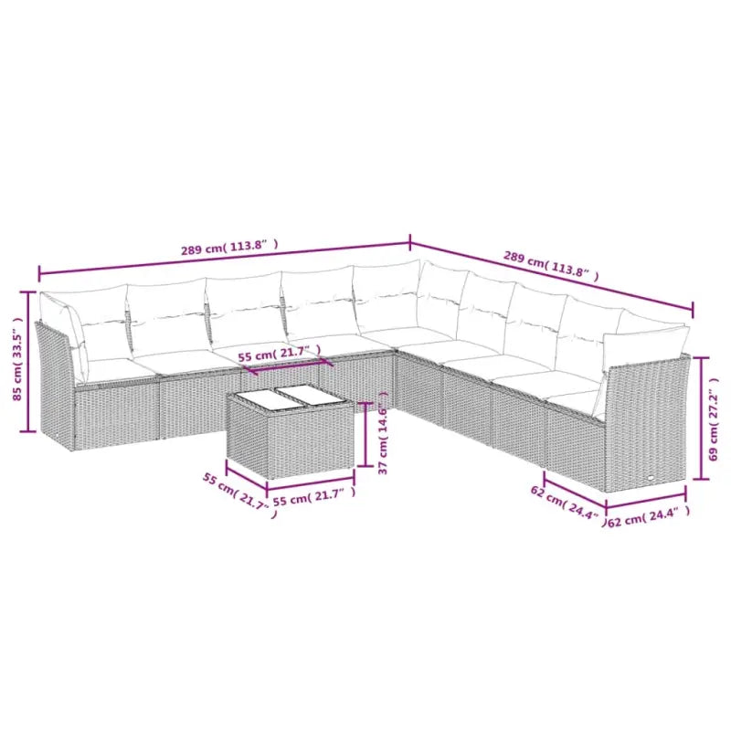 Grote Loungeset in Grijs Materiaal met Waterdichte Tas en Gepoedercoat Staal - Tuinsets