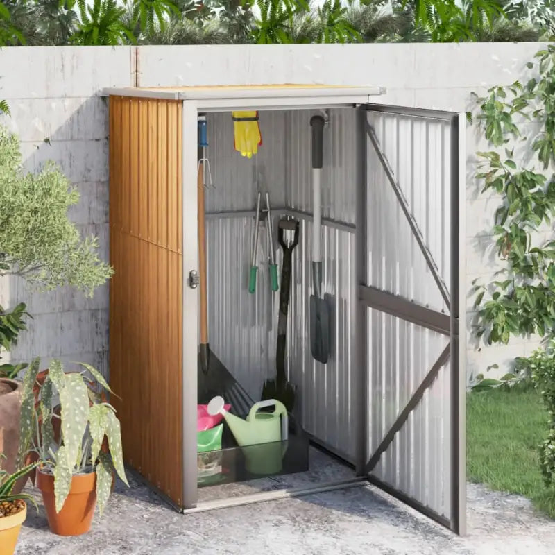 Grote tuinhuizen van gegalvaniseerd staal voor gereedschap en accessoires - Bruin / 88 x 89 x 161 cm / 1 - Tuinhuizen