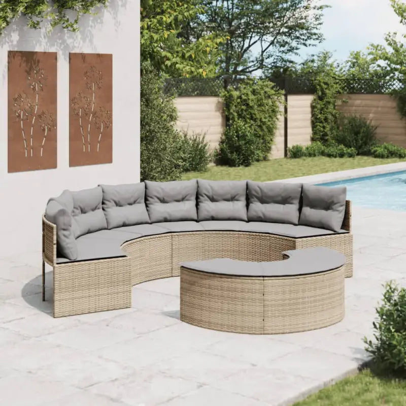 Halfronde loungeset in grijs materiaal met gepoedercoat staal for tuin of terras - Beige / 1 / Zonder tafel