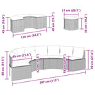 Halfronde loungeset in grijs materiaal met gepoedercoat staal for tuin of terras - Loungebanken