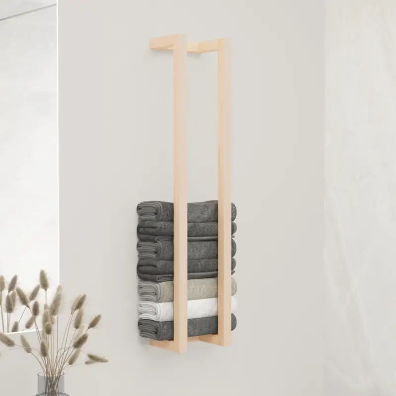 Handdoekhouder van massief grenenhout voor een trendy badkamerstijl - Naturel / 23 x 18 x 110 cm - Handdoekrekken &