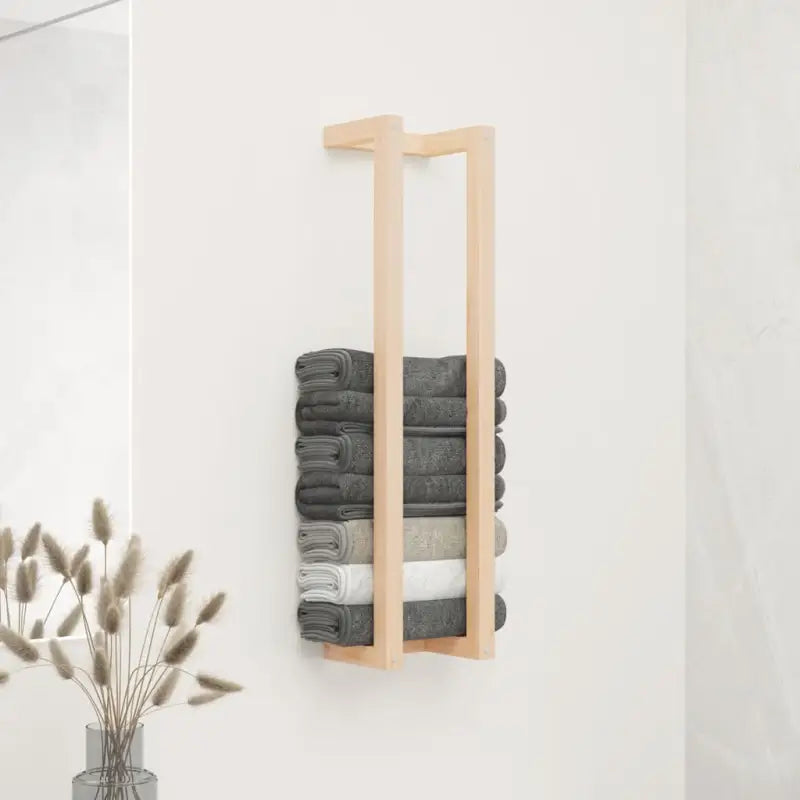 Handdoekhouder van massief grenenhout voor een trendy badkamerstijl - Naturel / 23 x 18 x 90 cm - Handdoekrekken &