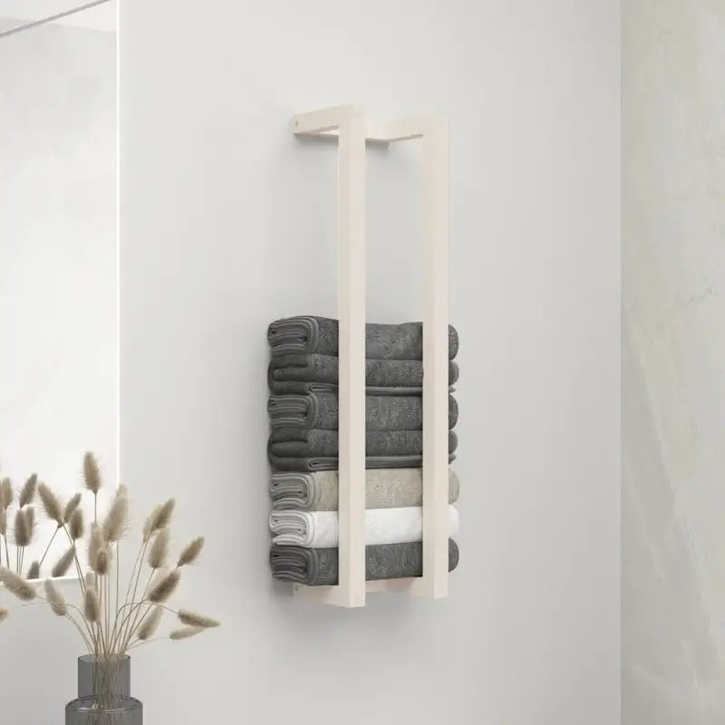 Handdoekhouder van massief grenenhout voor een trendy badkamerstijl - Wit / 23 x 18 x 90 cm - Handdoekrekken & -houders