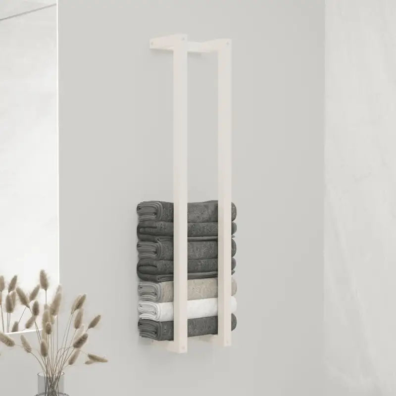 Handdoekhouder van massief grenenhout voor een trendy badkamerstijl - Wit / 23 x 18 x 110 cm - Handdoekrekken & -houders
