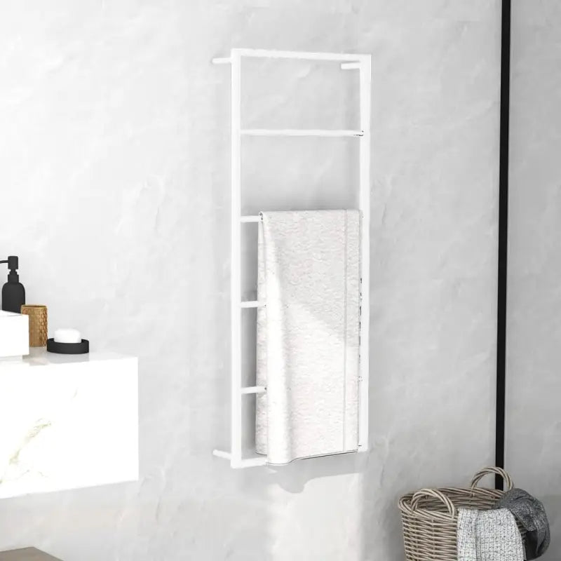 Handdoekrek en houder van stevig staal voor badkamer - Wit / 45 x 10 x 115 cm - Handdoekrekken & -houders