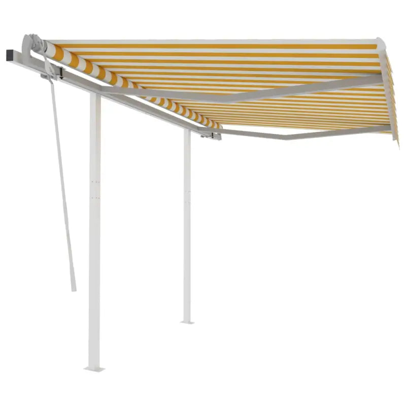 Handmatige uitschuifbare terrasluifel met gepoedercoat aluminium frame - Geel en wit / 3.5 x 2.5 m / 1 - Zonwering