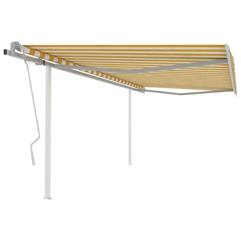 Handmatige uitschuifbare terrasluifel met gepoedercoat aluminium frame - Geel en wit / 4.5 x 3.5 m / 1 - Zonwering