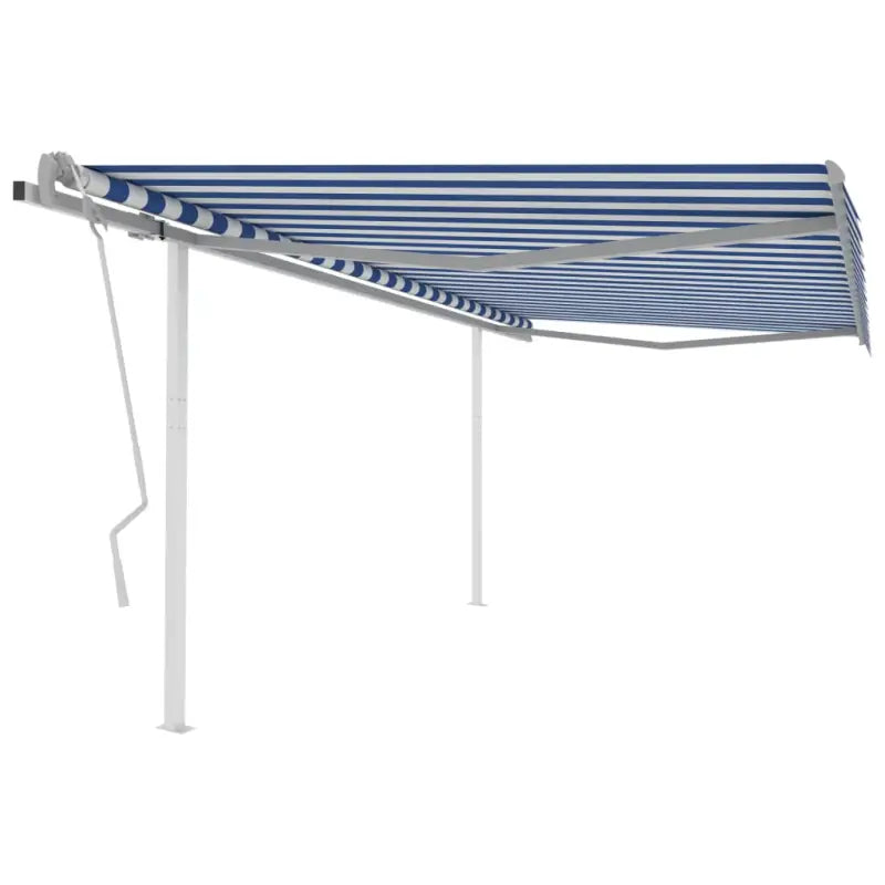 Handmatige uitschuifbare terrasluifel met gepoedercoat aluminium frame - Blauw en wit / 4 x 3 m / 1 - Zonwering