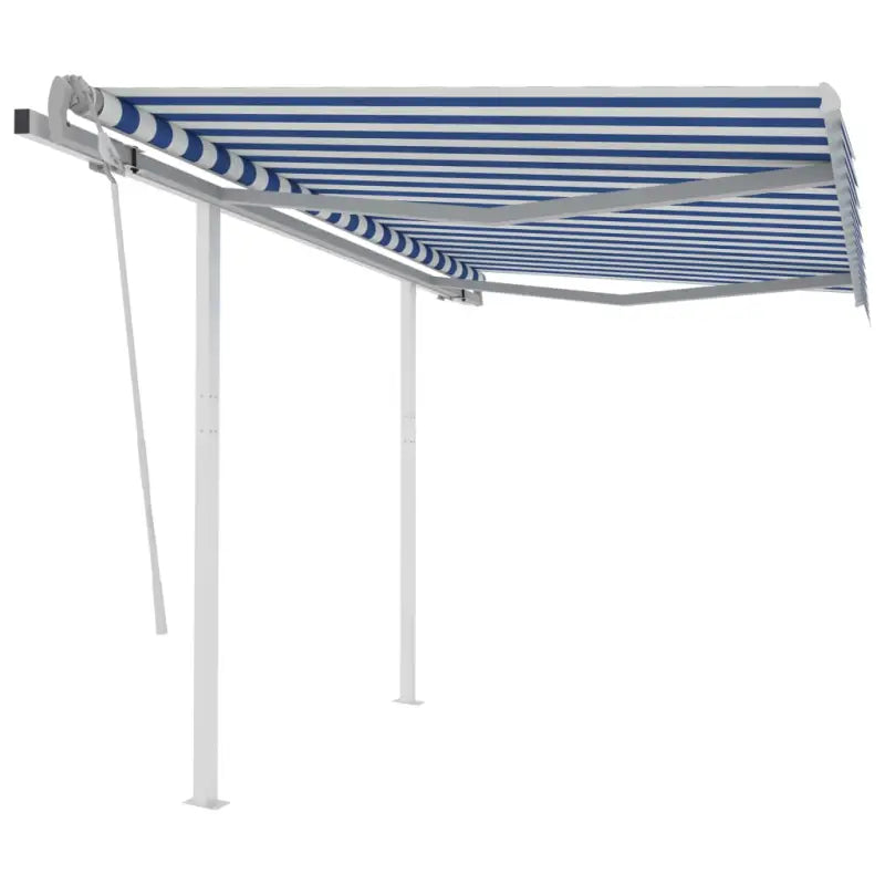 Handmatige uitschuifbare terrasluifel met gepoedercoat aluminium frame - Blauw en wit / 3.5 x 2.5 m / 1 - Zonwering