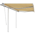 Handmatige uitschuifbare terrasluifel met gepoedercoat aluminium frame - Geel en wit / 3 x 2.5 m / 1 - Zonwering