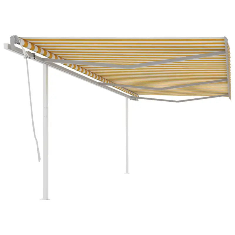 Handmatige uitschuifbare terrasluifel met gepoedercoat aluminium frame - Geel en wit / 6 x 3.5 m / 1 - Zonwering