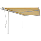 Handmatige uitschuifbare terrasluifel met gepoedercoat aluminium frame - Geel en wit / 4 x 3.5 m / 1 - Zonwering