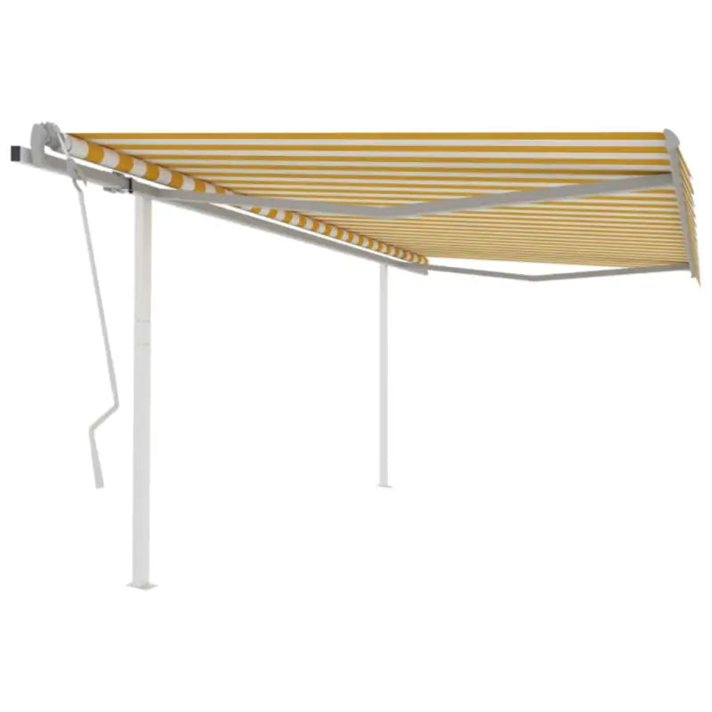 Handmatige uitschuifbare terrasluifel met gepoedercoat aluminium frame - Geel en wit / 4 x 3.5 m / 1 - Zonwering