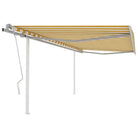Handmatige uitschuifbare terrasluifel met gepoedercoat aluminium frame - Geel en wit / 4.5 x 3 m / 1 - Zonwering